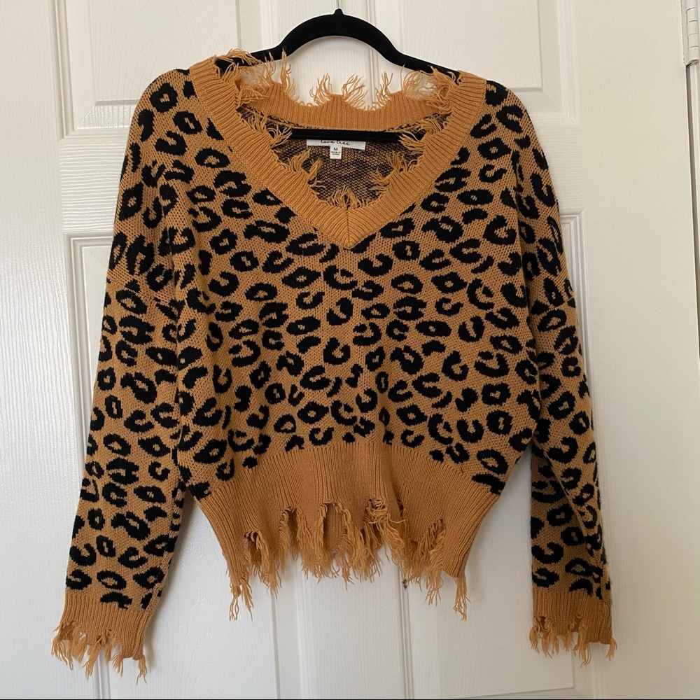 Distressed Cheetah Print Sweater